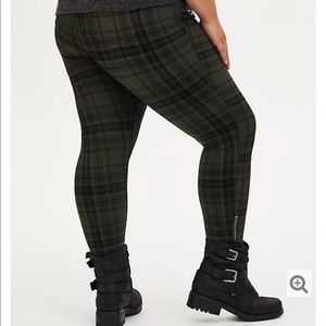 Torrid Studio Olive Green Plaid Zip Skinny Pant
